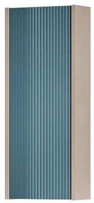 Pensile bagno Niwa laccato opaco sabbia con vetro blu pacifico, 1 anta apertura da sinistra P 17 x L 30 x H 78.5 cm