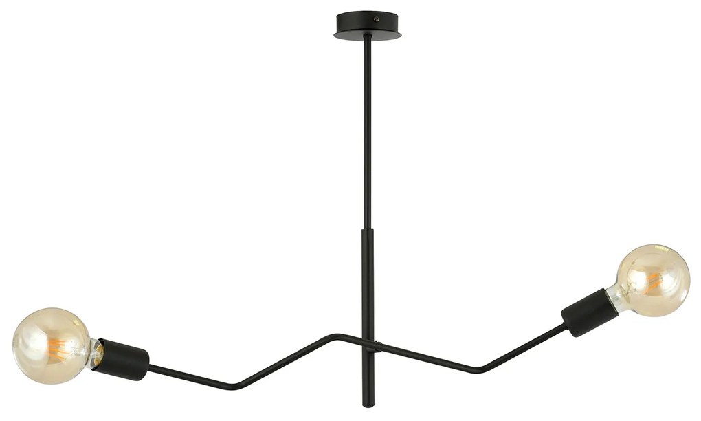Sospensione Industrial 2 Luci Febe In Acciaio Nero E Bracci Regolabili
