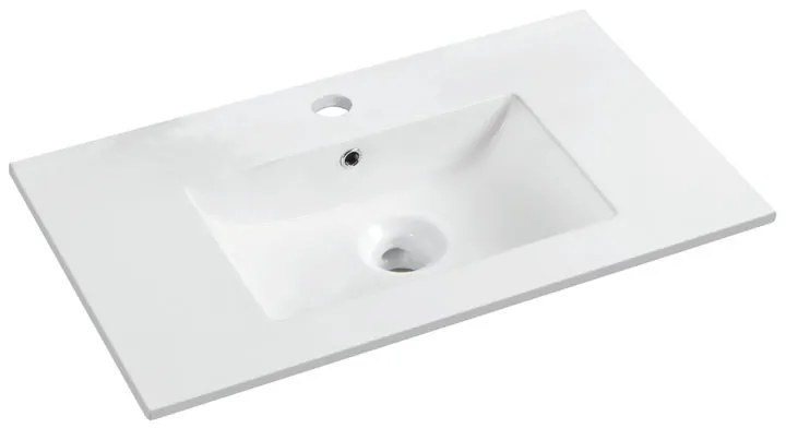 Lavabo integrale a incasso rettangolare vasca centrale Essential L 81 x H 16 x P 46 cm in ceramica bianco