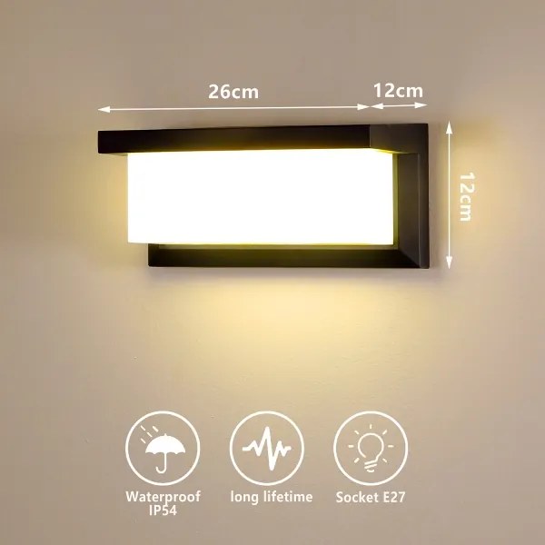 Brilagi - Applique da esterno BRICKY 1xE27/60W/230V nero IP54