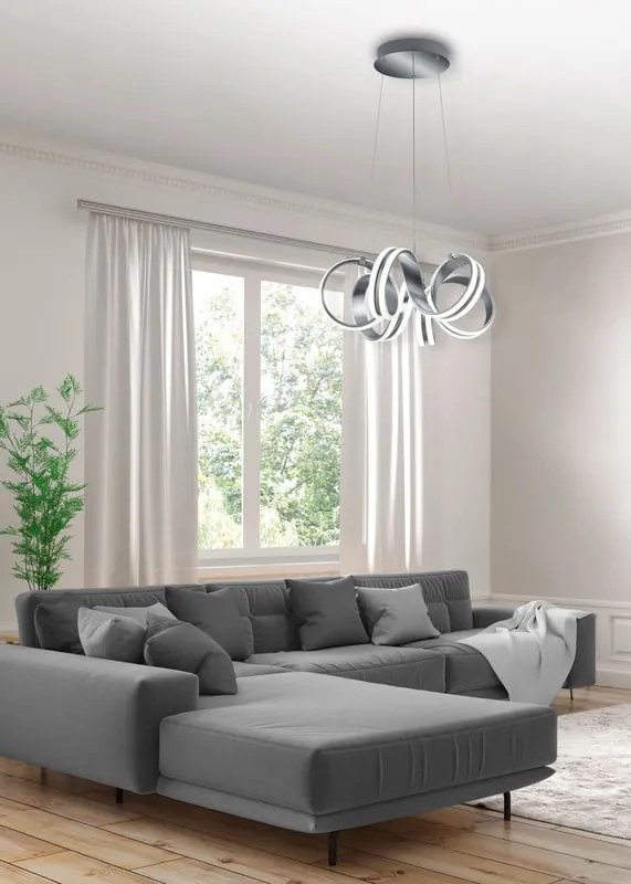 Lampadario LED moderno Carrara grigio Ø0cm, luce calda 4400 lumen, TRIO LIGHTING INTER