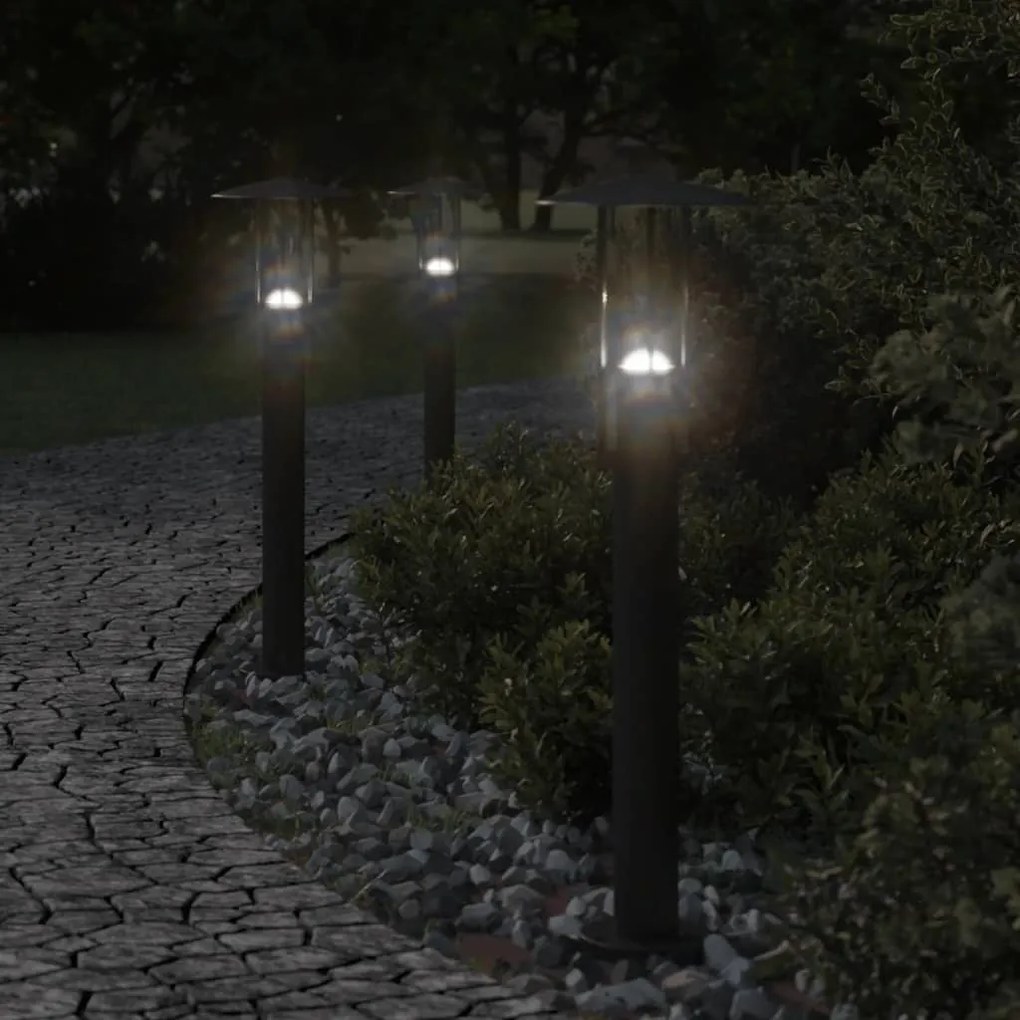 Lampada Da Terra Per Esterni Nera 60 Cm İn Acciaio Inox /