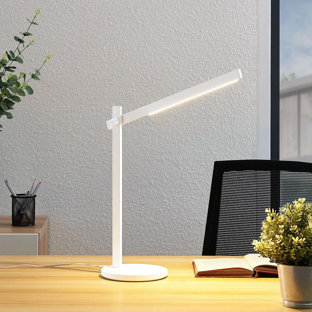 Lindby Lampada da scrivania a LED Loretta, altezza 43 cm, bianco, CCT