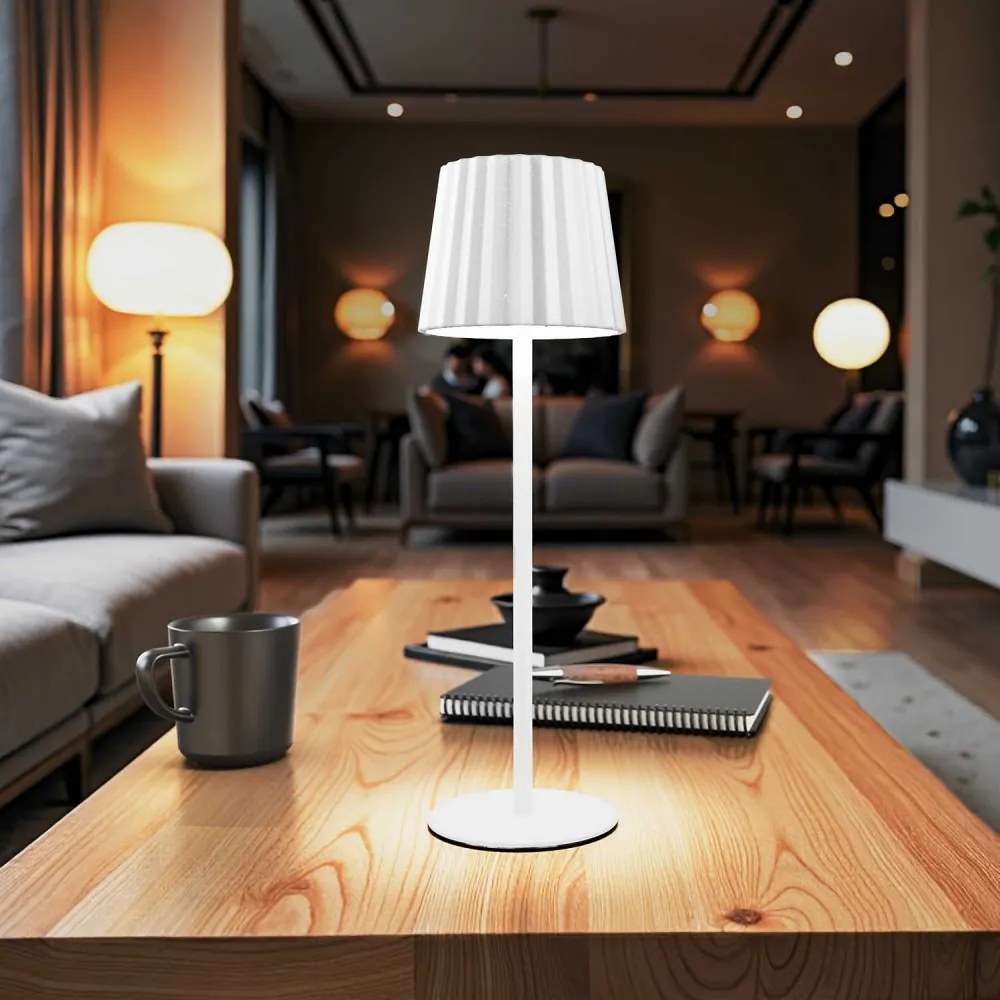 Lampada da Tavolo Ricaricabile 2.2W, IP54 CCT Dimmerabile - Bianco Rigato Colore del corpo Bianco