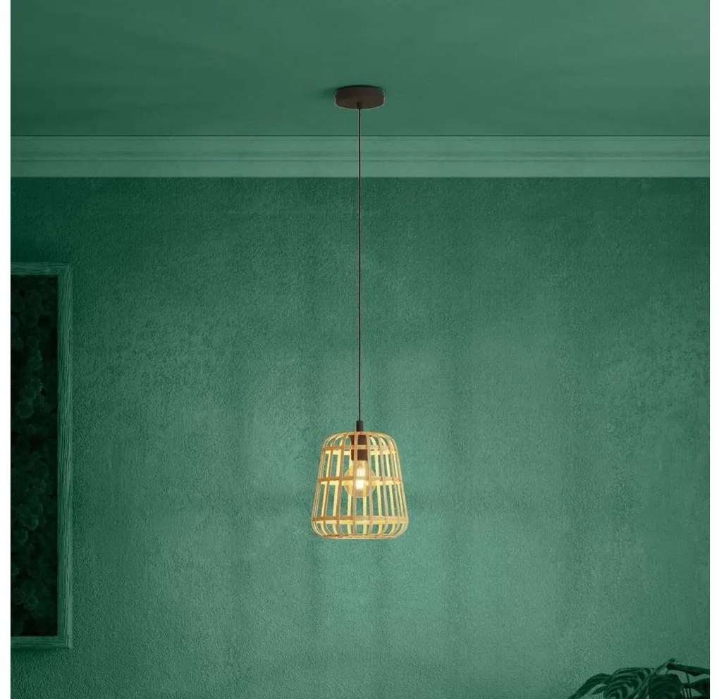 Eglo 390152 - Lampadario a sospensione con filo MONTEZUELO 1xE27/40W/230V diametro 24 cm bambù