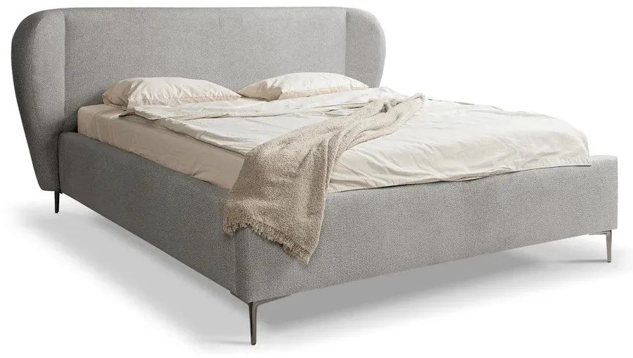 Letto matrimoniale imbottito grigio chiaro con rete inclusa 180x200 cm Makana – Makamii