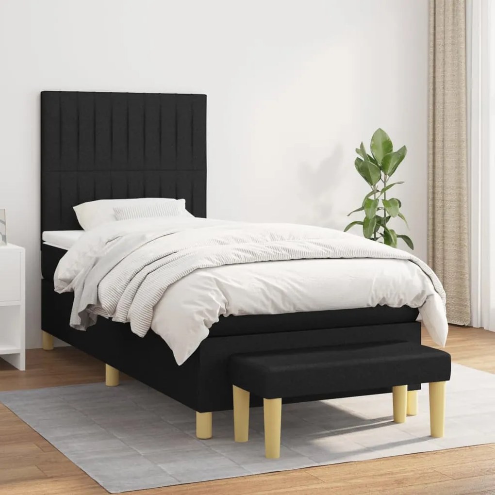 Giroletto A Molle Con Materasso Nero 90x200 Cm İn Tessuto /