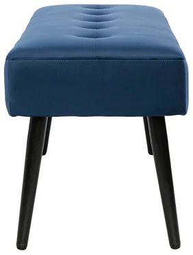 Panca design lavorazione capitonné in tessuto velluto blu notte e metallo nero L95 cm GUESTA