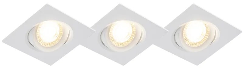 Set di 3 faretti da incasso bianchi con LED dimmerabile a 3 livelli - Miu