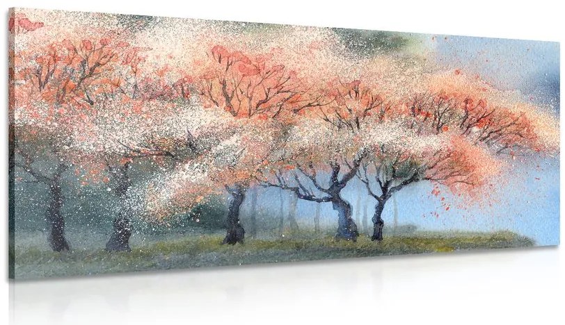 Quadro su tela – Alberi in fiore acquerellati