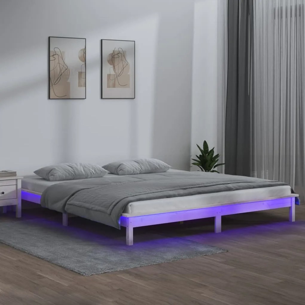 Giroletto Con Led Bianco 160x200 Cm İn Legno Massello /