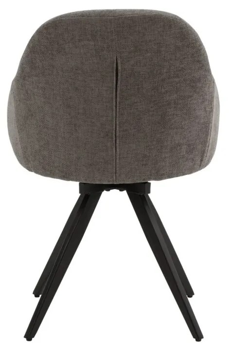 Set di sedie girevoli COVENT in tessuto grigio e gambe in metallo nero, con braccioli