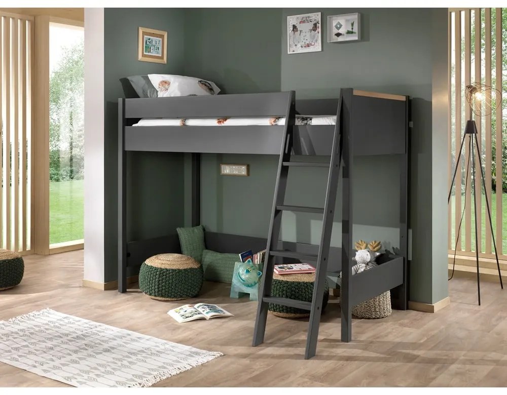 Letto rialzato per bambini grigio scuro 90x200 cm London - Vipack