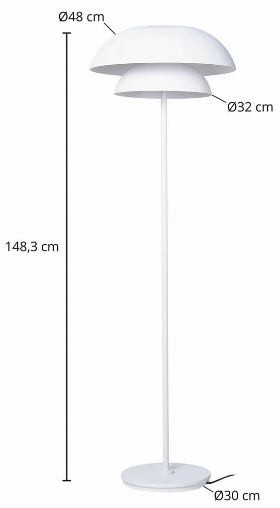 Lucande piantana Kellina, 151 cm, bianco, metallo, E27