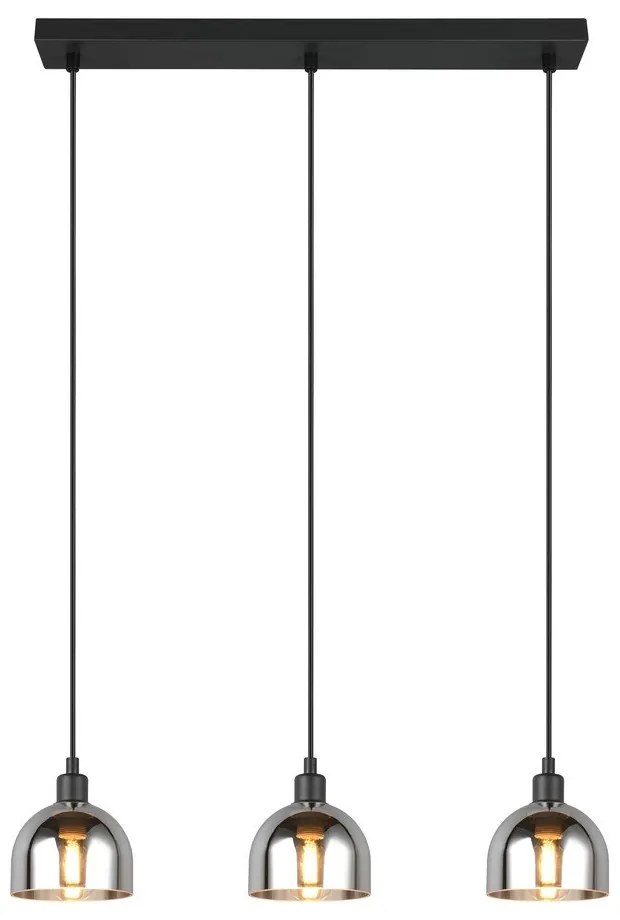 Lampadario nero/argentato con paralume in vetro Molly – Reality