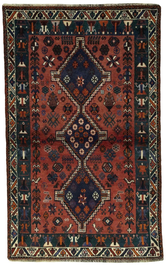 Shiraz Tappeto persiano 170x110 Rosso (Iran) Annodato A Mano