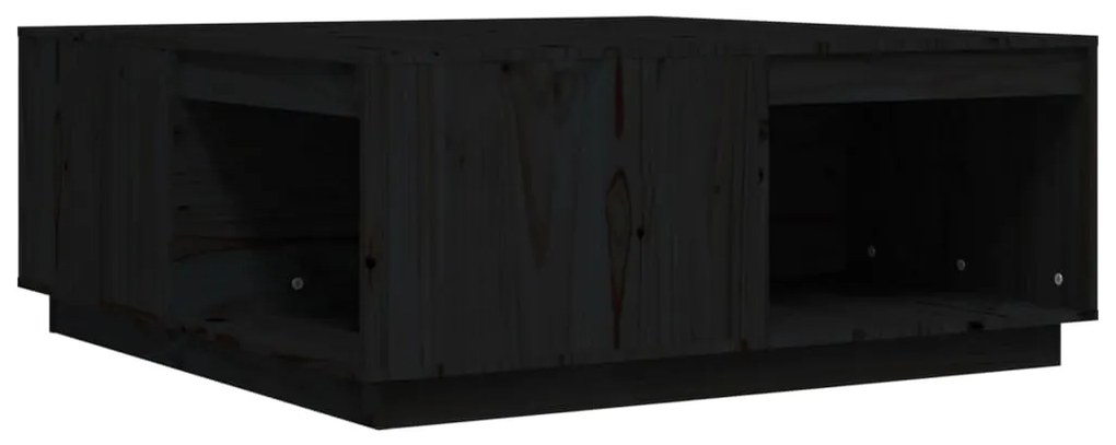Tavolino da salotto nero 100x101x40,5 cm legno massello di pino