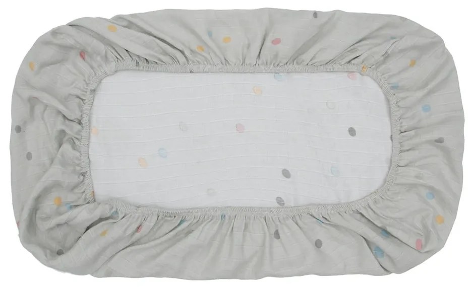 Lenzuolo per neonati in mussola grigia Dots, 60 x 120 cm - Kindsgut