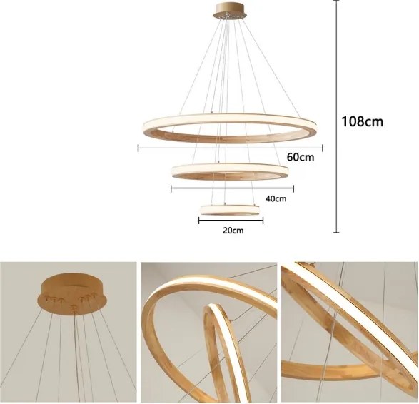 Brilagi - Lampadario LED sospeso su cavo UMEA WOOD LED/45W/230V Ø 60 cm in legno