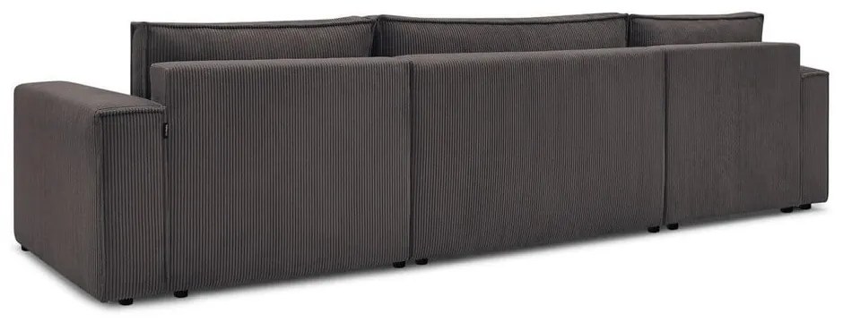 Divano angolare grigio tortora allungabile (a U) con rivestimento in velluto a coste Nihad – Bobochic Paris