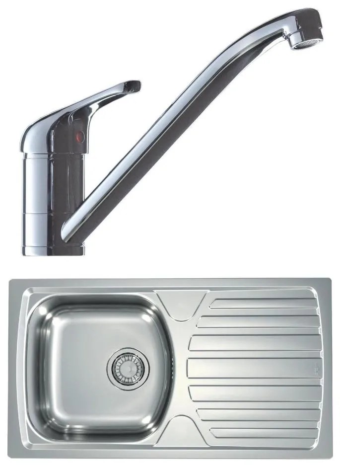 ALVEUS SETA259 - Lavello da cucina BASIC + miscelatore per lavello RIVIERA 14,8 cm satinato/cromo