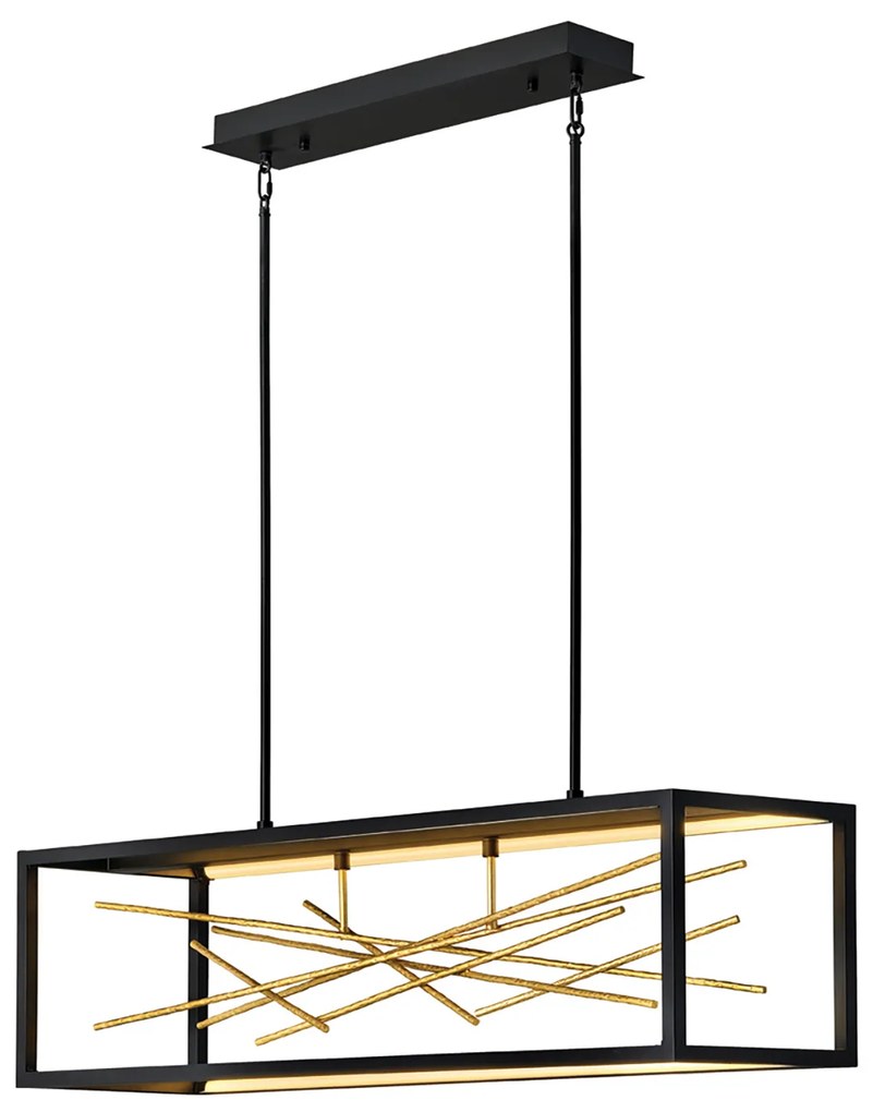 Lampadario Industrial Nordico Styx Acciaio Nero Oro Led Integrato 55W 3000K