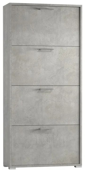 Scarpiera TERRANEO Puzzle 4 ante apertura a ribalta, doppia profondità L 67 x H 147 x P 28 cm 24 paia, grigio cemento