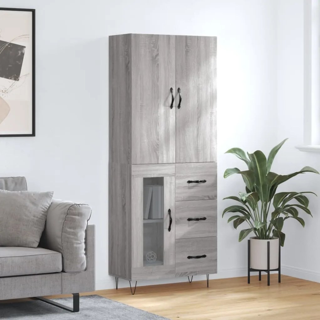 Credenza grigio sonoma 69,5x34x180 cm in legno multistrato