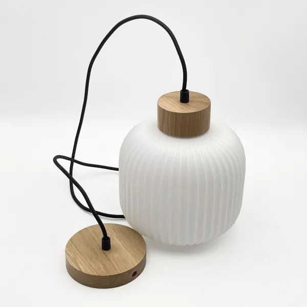 Lampadario a sospensione con filo HARMONY 1xE27/15W/230V diametro 20 cm bianco/quercia