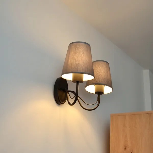 Lampada da parete MALBO 2xE27/15W/230V grigia/nera