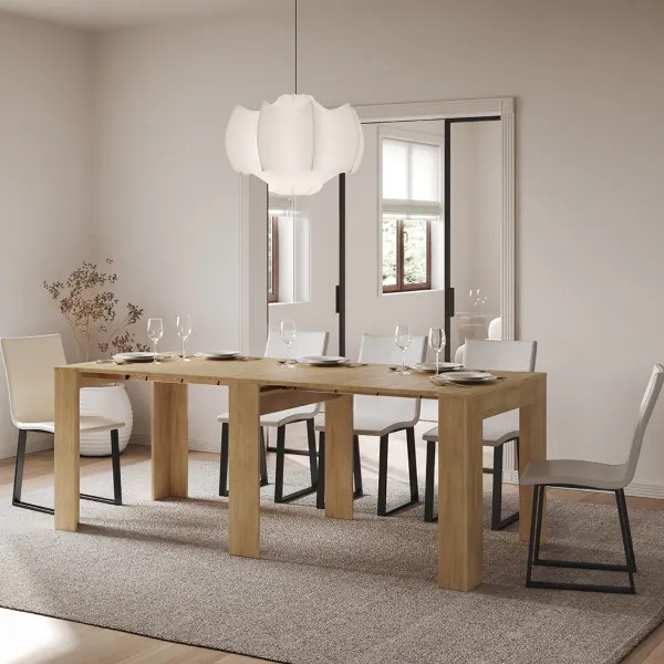 Consolle allungabile 90x25/211 cm NIVES Quercia Natura allunghe interne