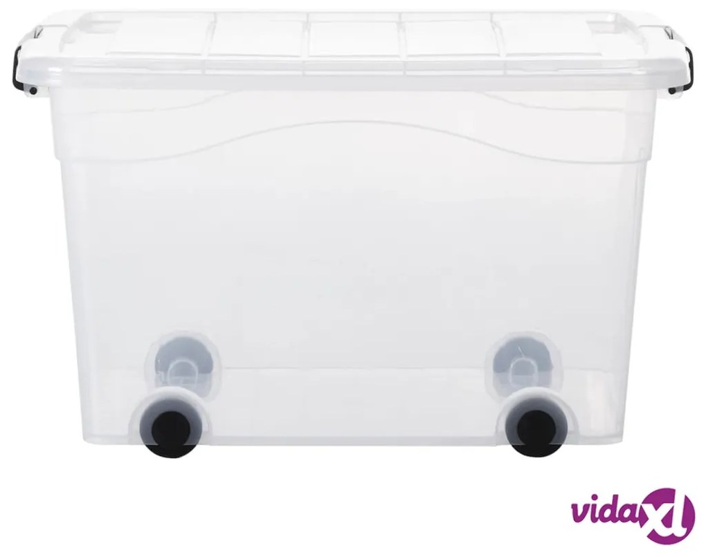 vidaXL Scatole Trasparenti Portaoggetti con Ruote e Coperchi 2 pz 60 L