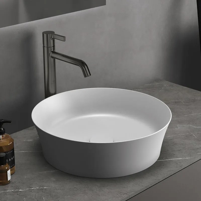 Lavabo da appoggio tondo in ceramica bianco