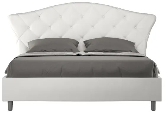Letto matrimoniale senza rete imbottito 160x190 similpelle bianco Langre