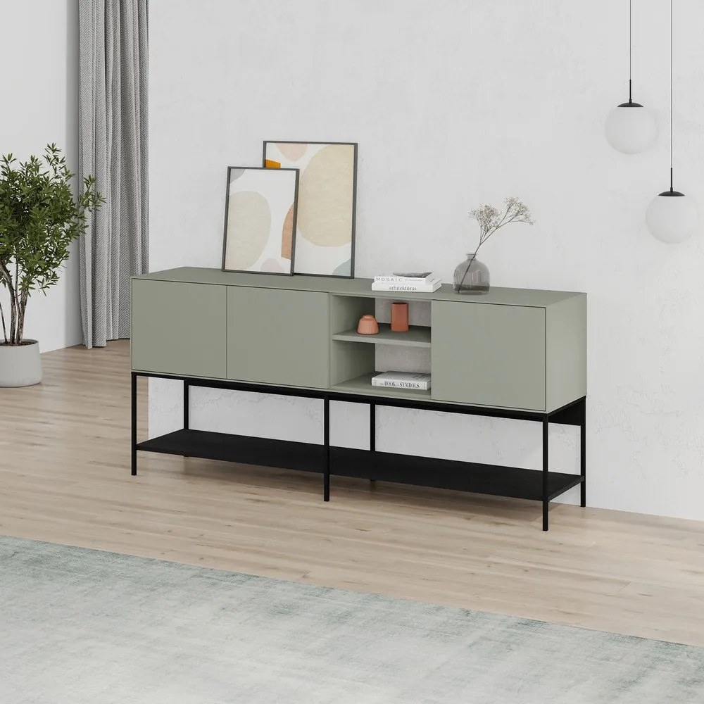 Cassettiera verde-nera 180x80x40 cm Amira - Marckeric