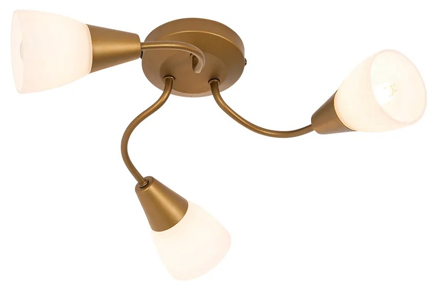 Faretto classico da soffitto oro con vetro satinato rotondo a 3 luci - Madi