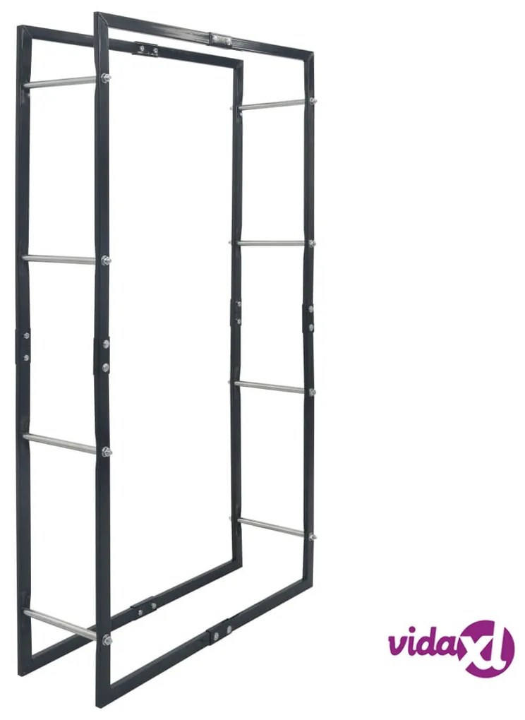 vidaXL Rastrelliera per Legna da Ardere Nera 80x25x150 cm in Acciaio