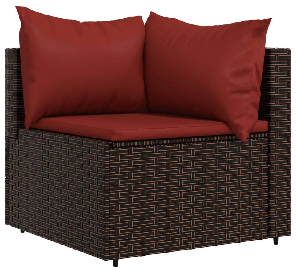 Divani Angolari da Giardino con Cuscini 2pz Polyrattan Marrone