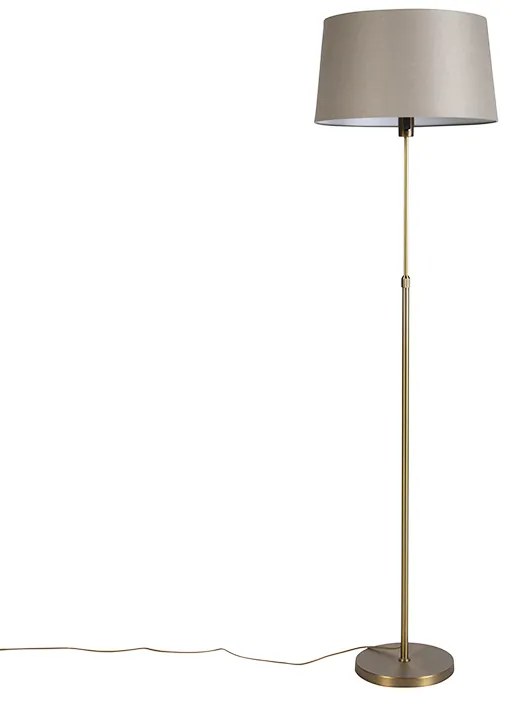Lampada da terra in bronzo con paralume in lino color tortora 45 cm regolabile - Parte