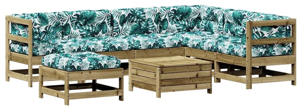 Set divani da giardino 8pz con cuscini legno impregnato di pino