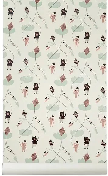 Ferm Living Carta da parati Kite - Weiß/ Bunt