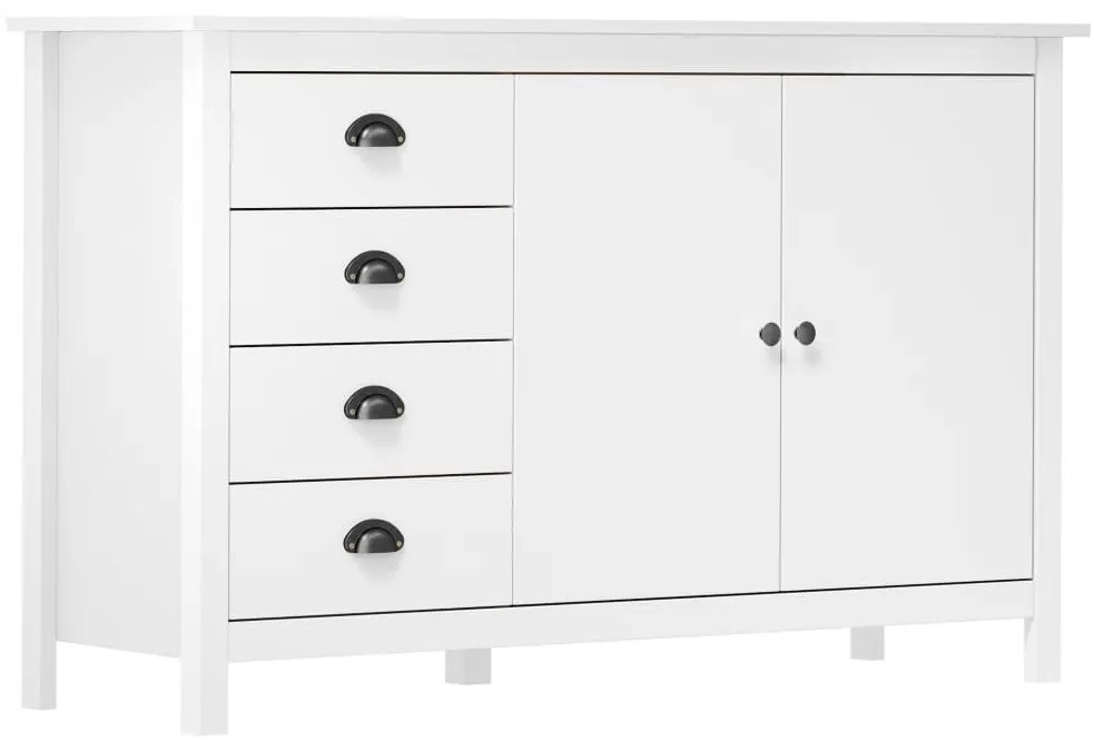 Credenza hill bianca 130x40x80 cm in legno massello di pino