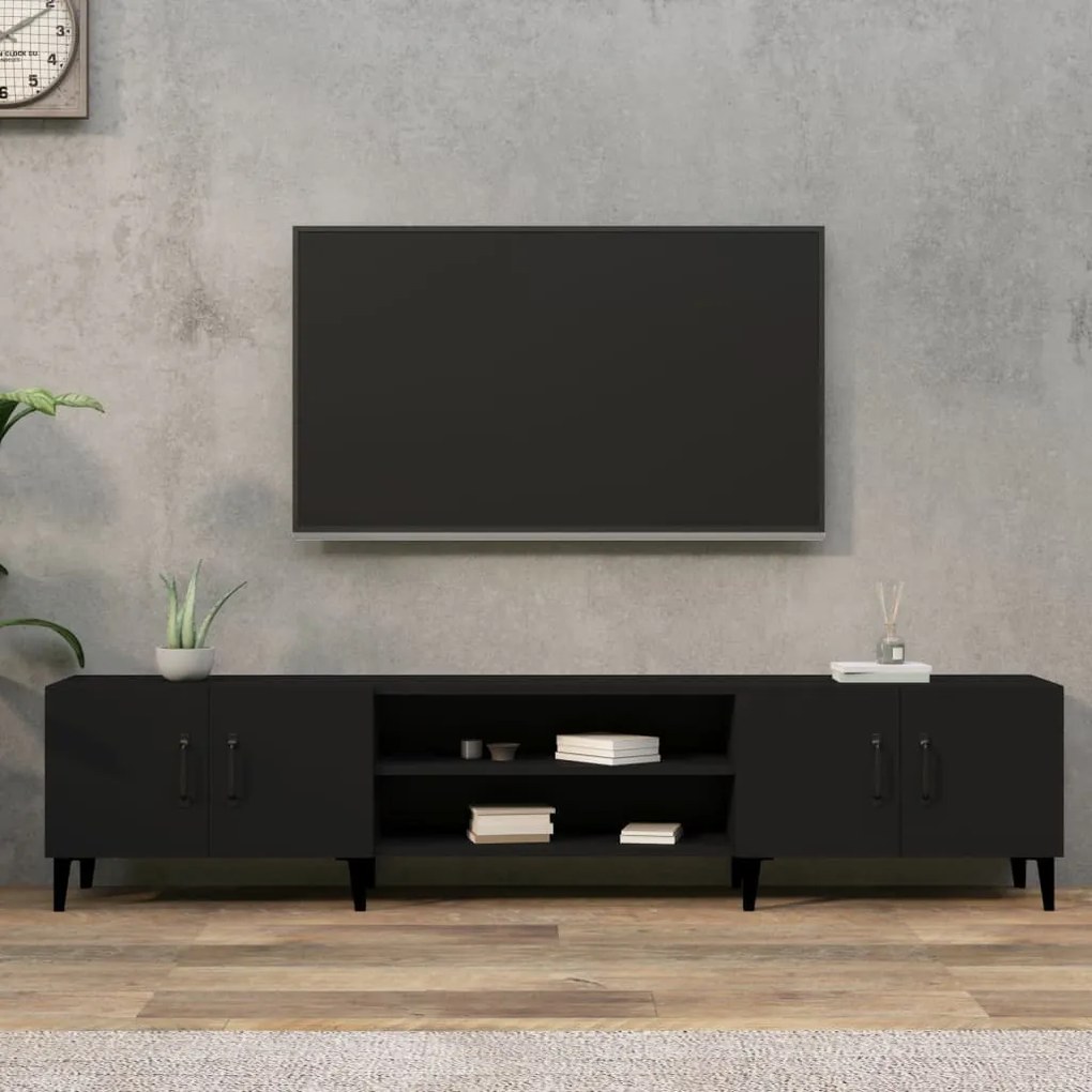 Mobile Porta Tv Nero 180x31,5x40 Cm İn Legno Multistrato /