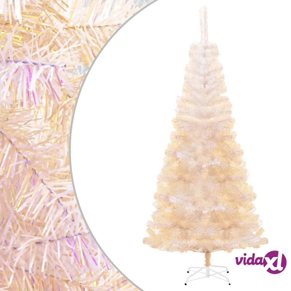 vidaXL Albero di Natale Artificiale Punte Iridescenti Bianco 180cm PVC