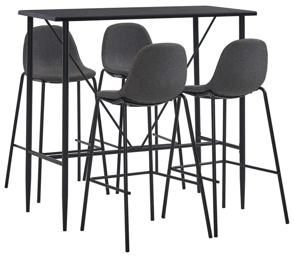 Set Da Bar 5 Pz İn Tessuto Grigio Scuro /
