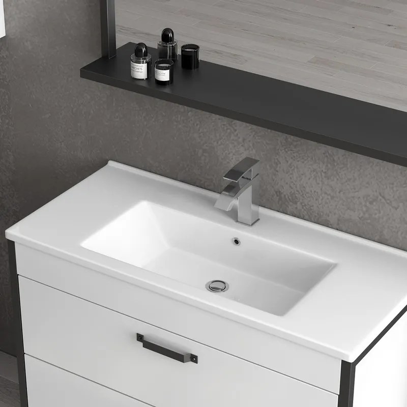 Mobile bagno 100cm con struttura metallica nera IKOS-100 - KAMALU