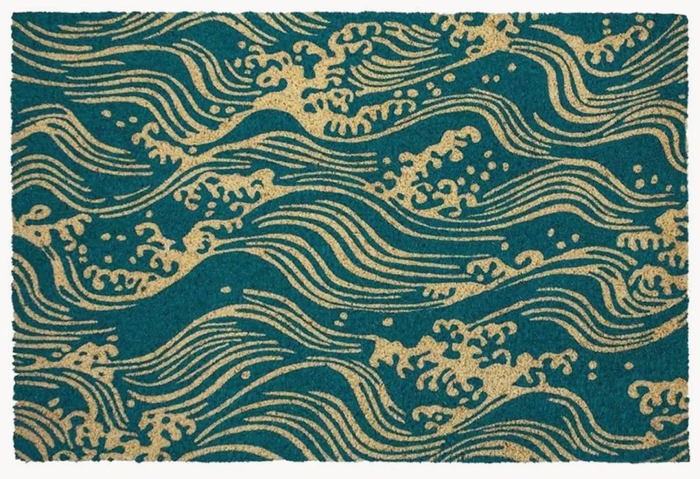 Zerbino in cocco dipinto a mano Waves