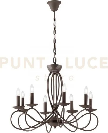 Lampadario ginevra corten 8 luci attacco e14 70x120cm con candelier...