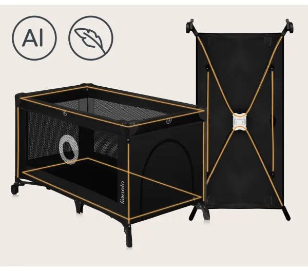 Lionelo - Lettino da viaggio STEFI Nero Carbonio
