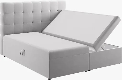 Letto boxspring Mamaia in tessuto Bouclé con contenitore e testiera – 160×200 cm